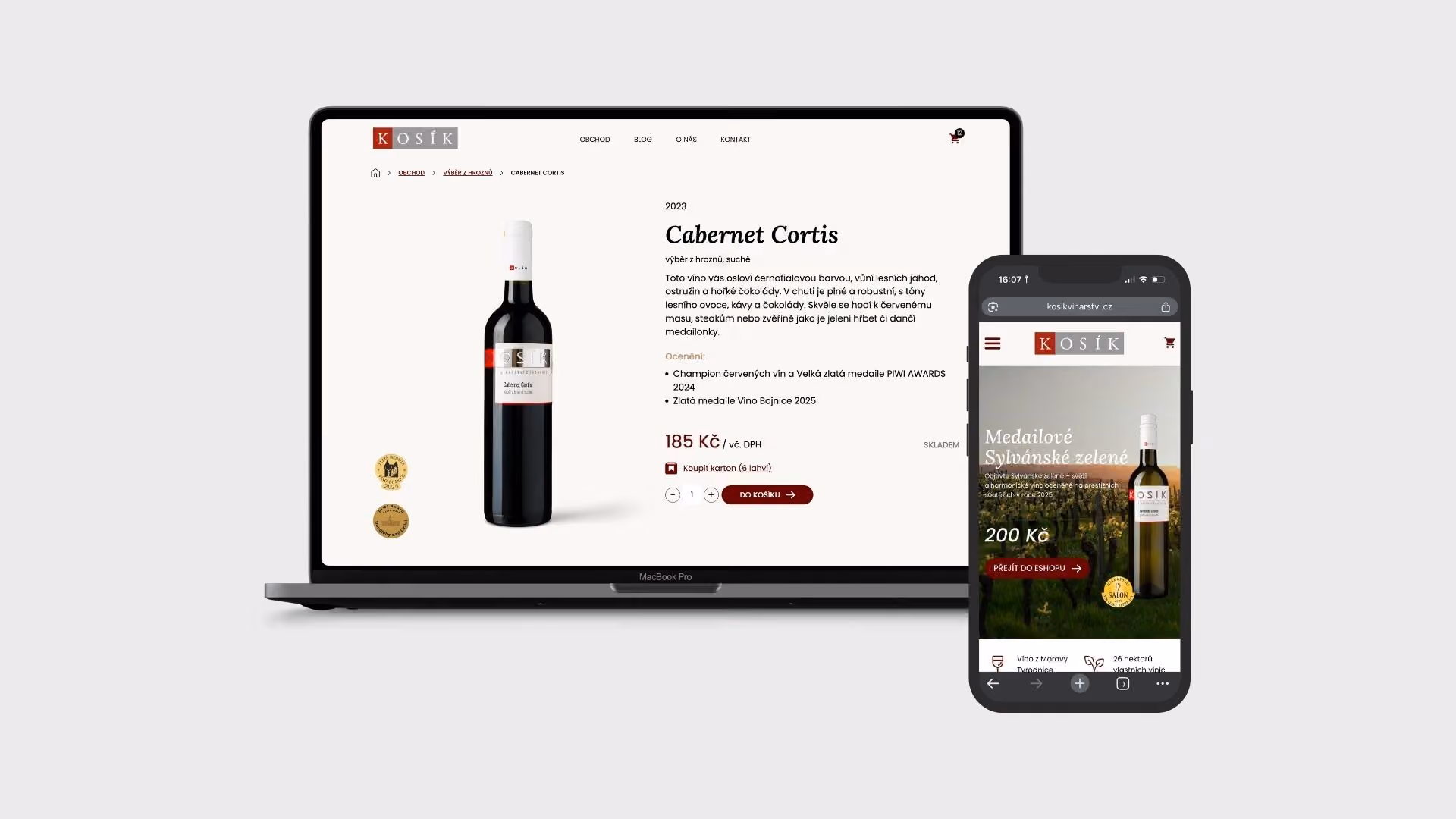 E-shop Kosík vinařství — realizace, tvorba webových stránek