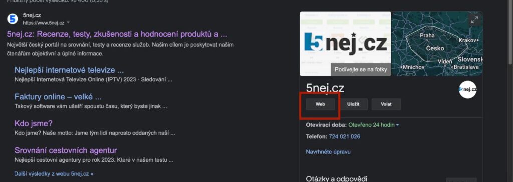 Odkaz z Google firmy